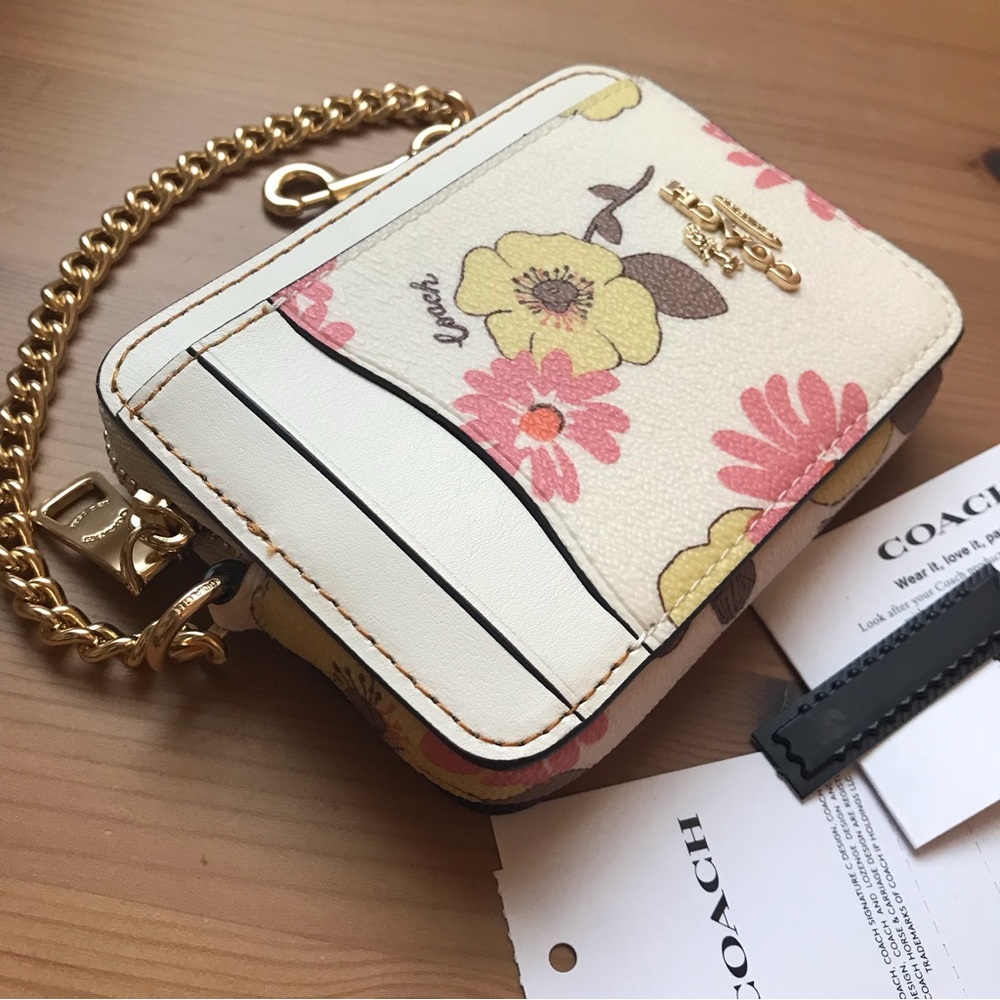 🌸 Coach Coach Zip Card Case With Floral Cluster Print - Picture 13 of 14